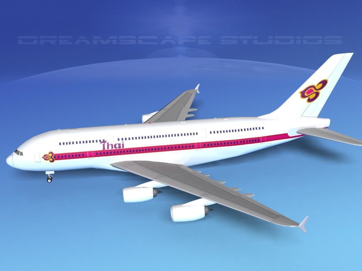 Airbus A380-800 Thai Airways 3D model_9