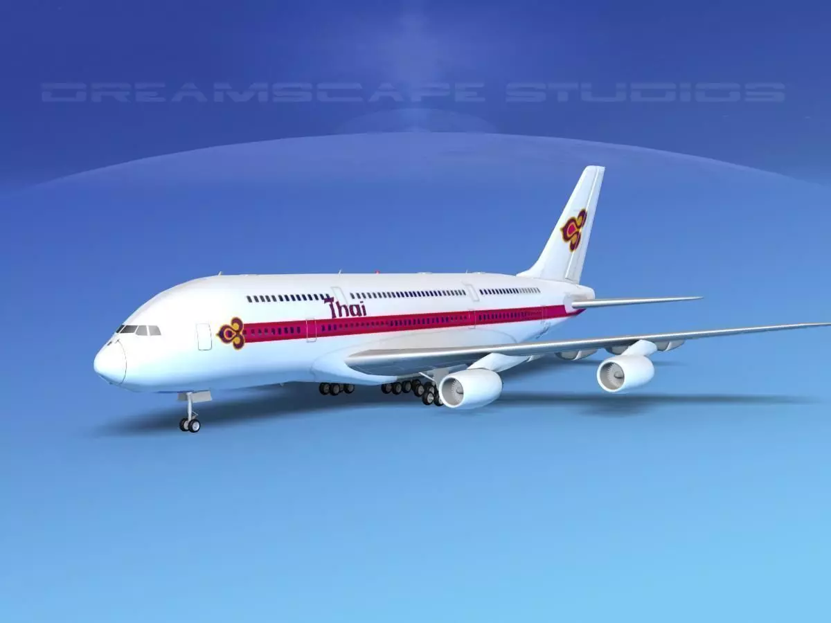Airbus A380-800 Thai Airways 3D model_0