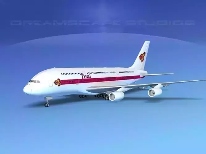 Airbus A380-800 Thai Airways 3D model Airbus A380-800 Thai Airways 3D model
