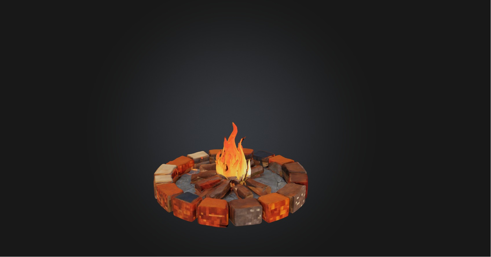Blocky Campfire Low-poly 3D model_5