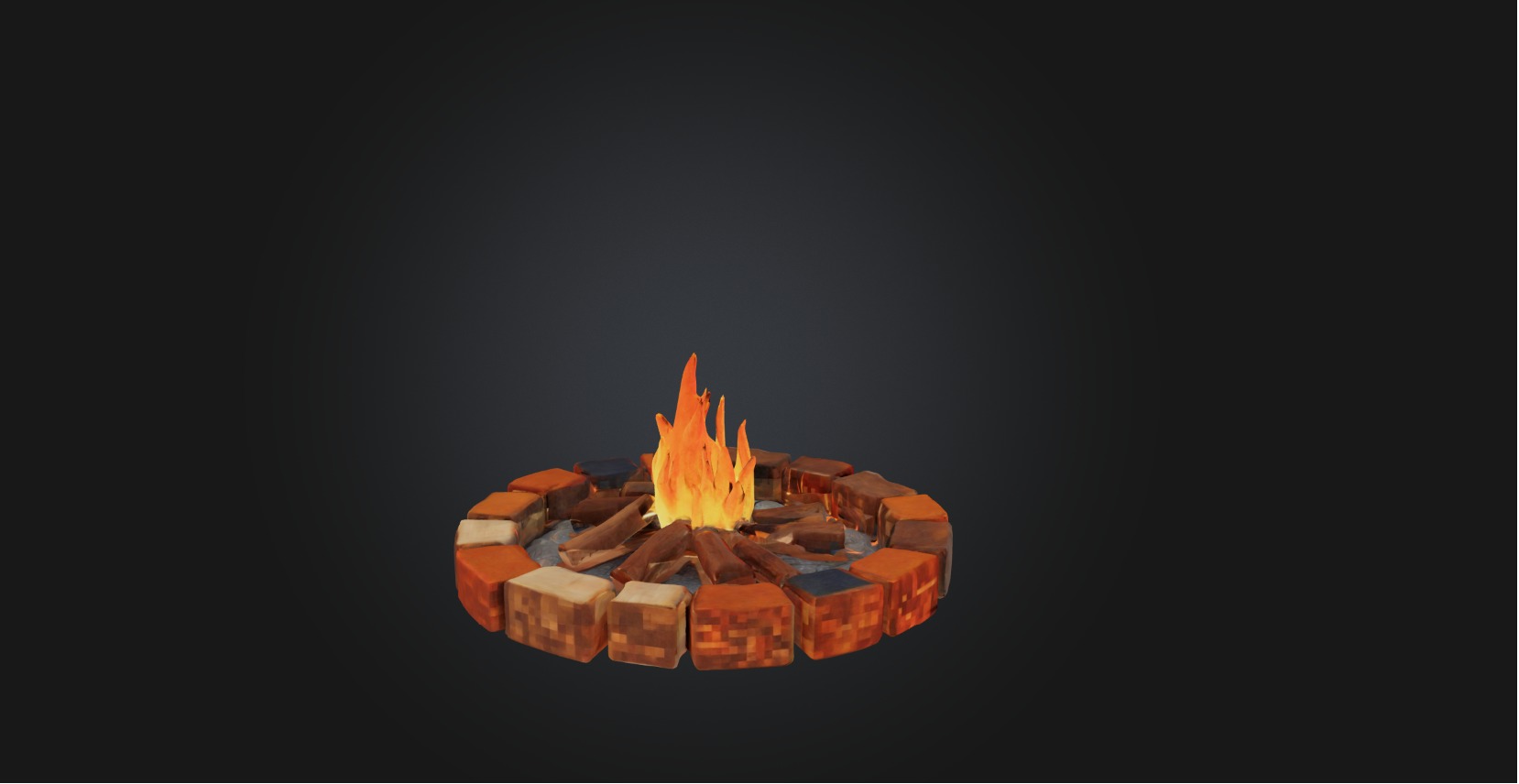 Blocky Campfire Low-poly 3D model_6