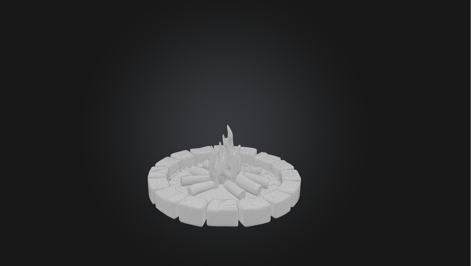 Blocky Campfire Low-poly 3D model_1