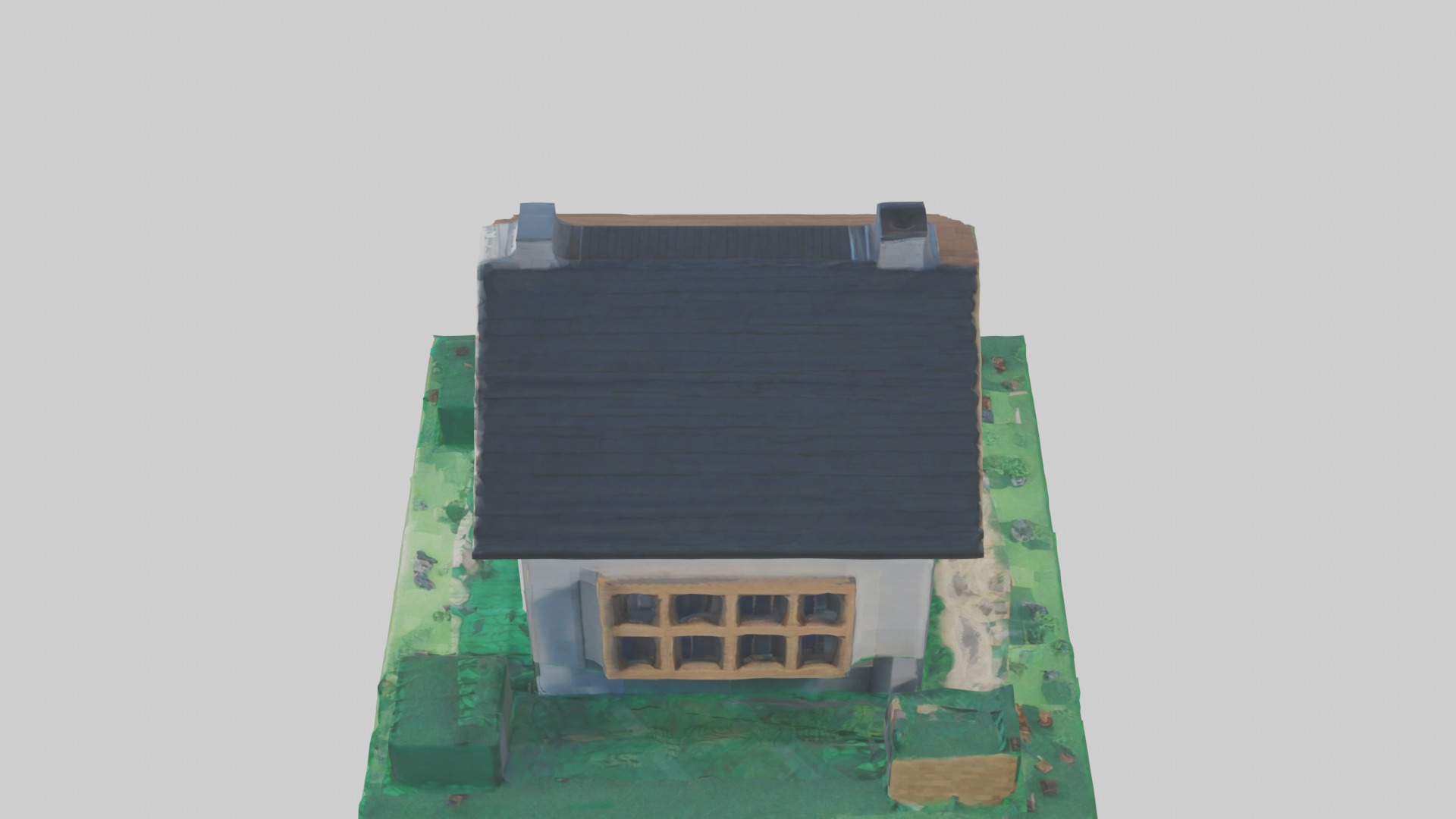 Blocky House Low-poly 3D model_11