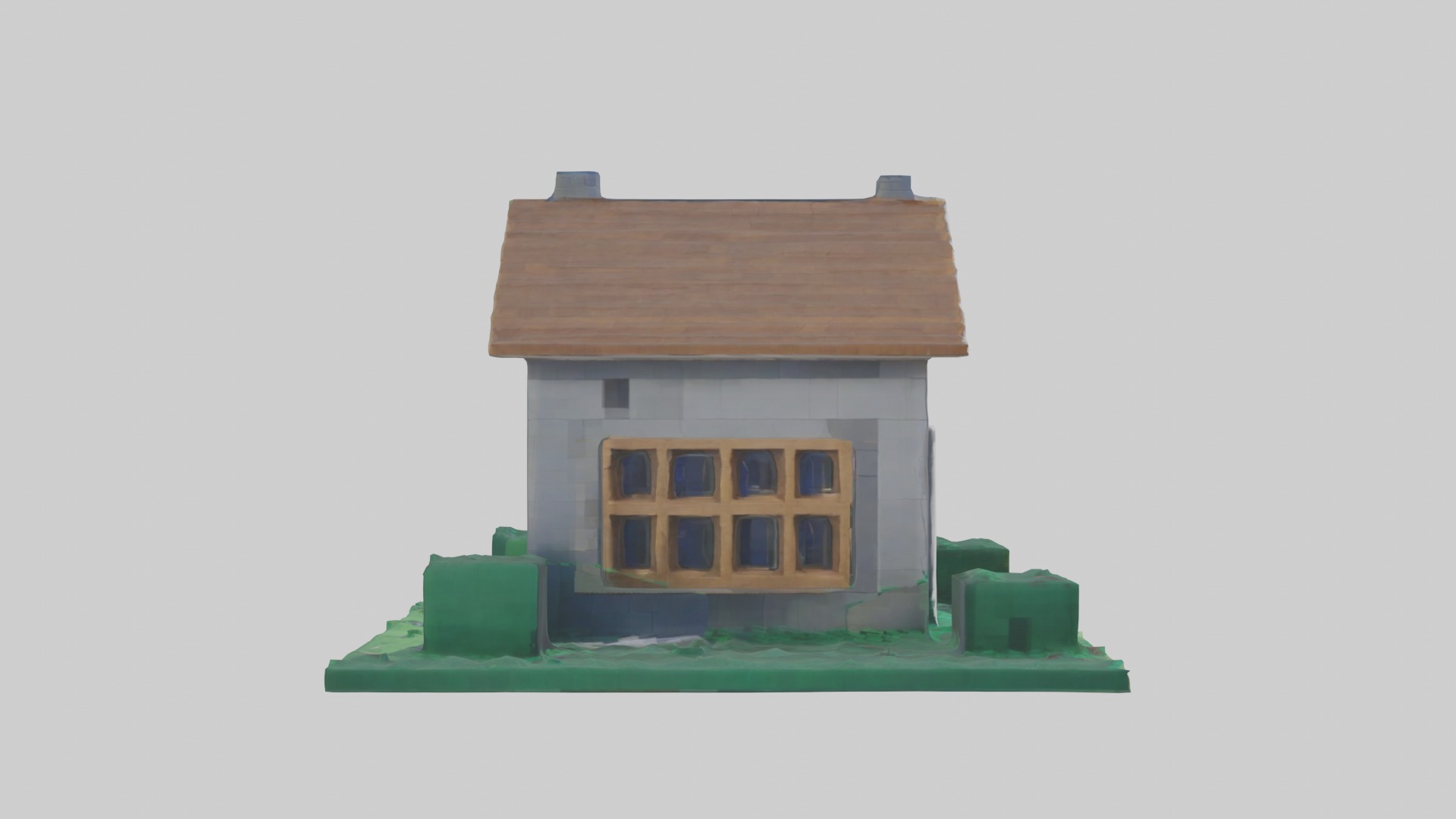 Blocky House Low-poly 3D model_7
