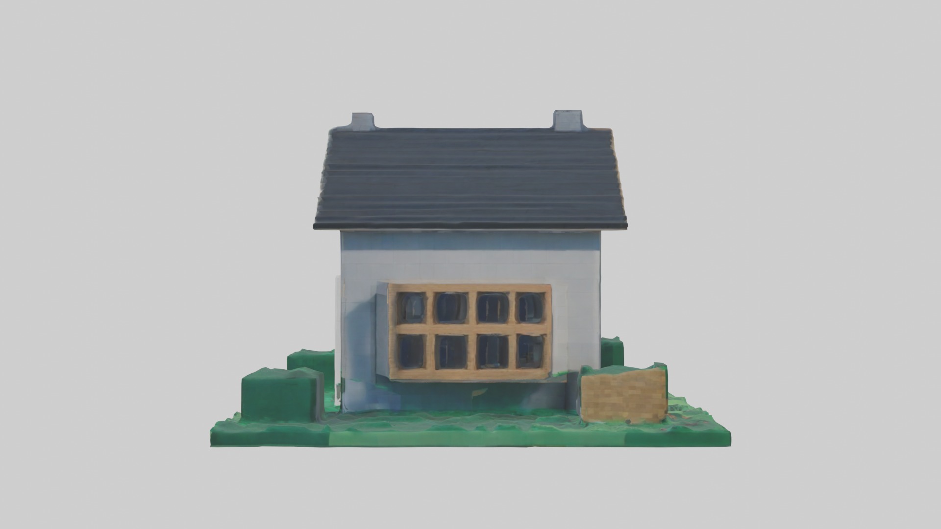 Blocky House Low-poly 3D model_6
