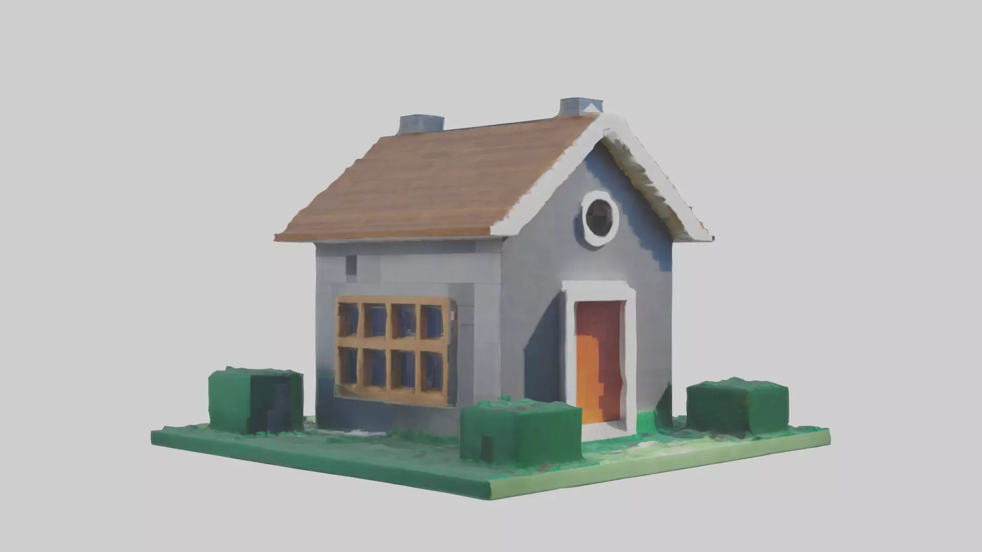 Blocky House Low-poly 3D model_0