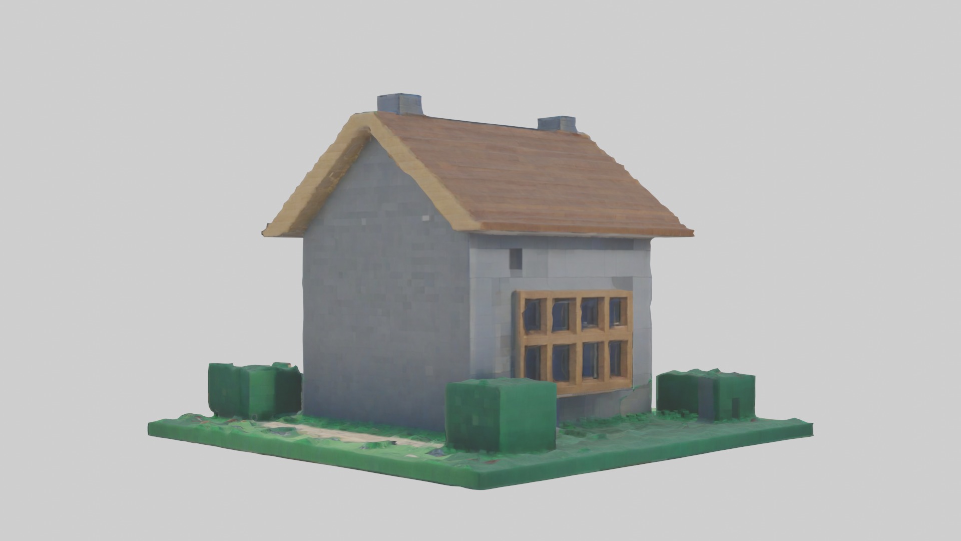 Blocky House Low-poly 3D model_3