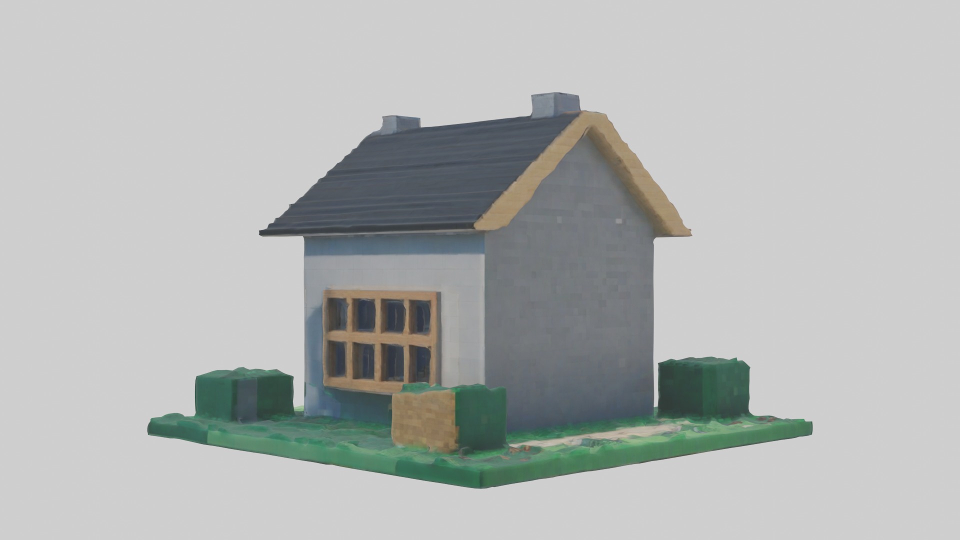 Blocky House Low-poly 3D model_2