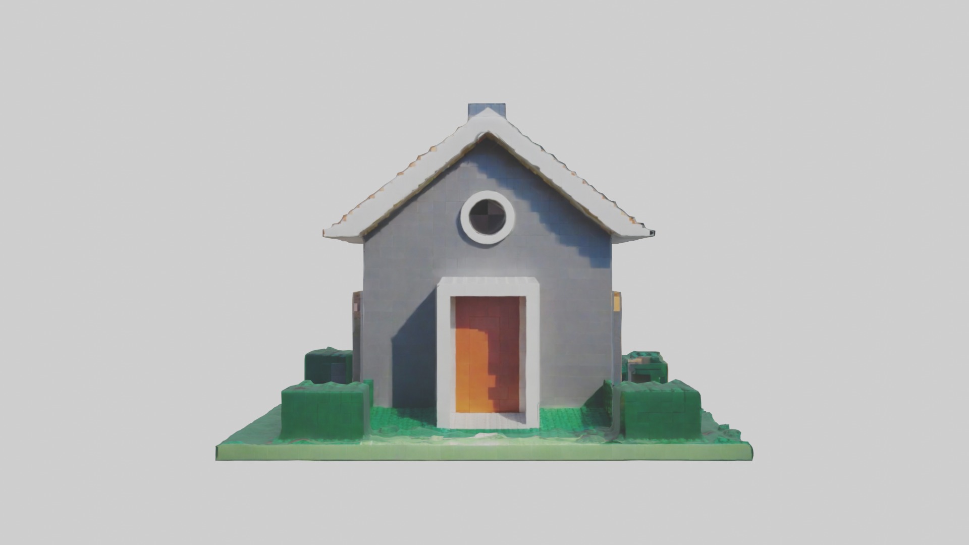 Blocky House Low-poly 3D model_4