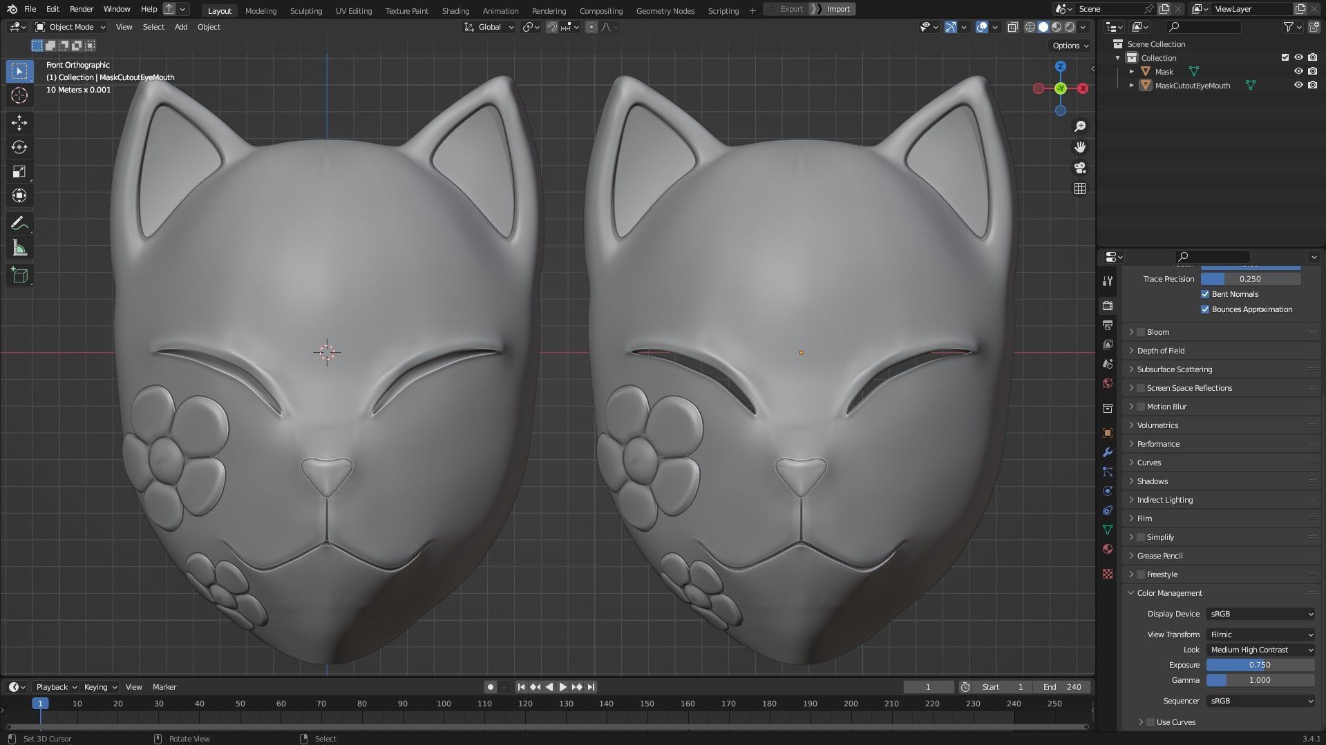 Demon Slayer Makomo White Warding Mask for Cosplay 3D print model_11