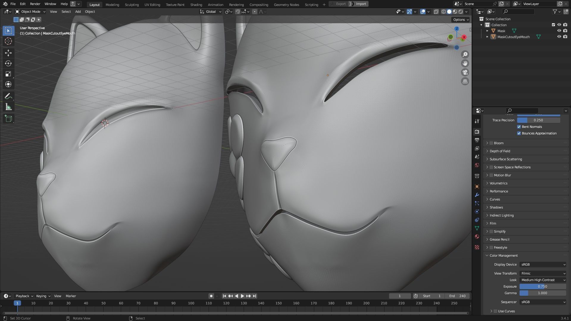 Demon Slayer Makomo White Warding Mask for Cosplay 3D print model_12