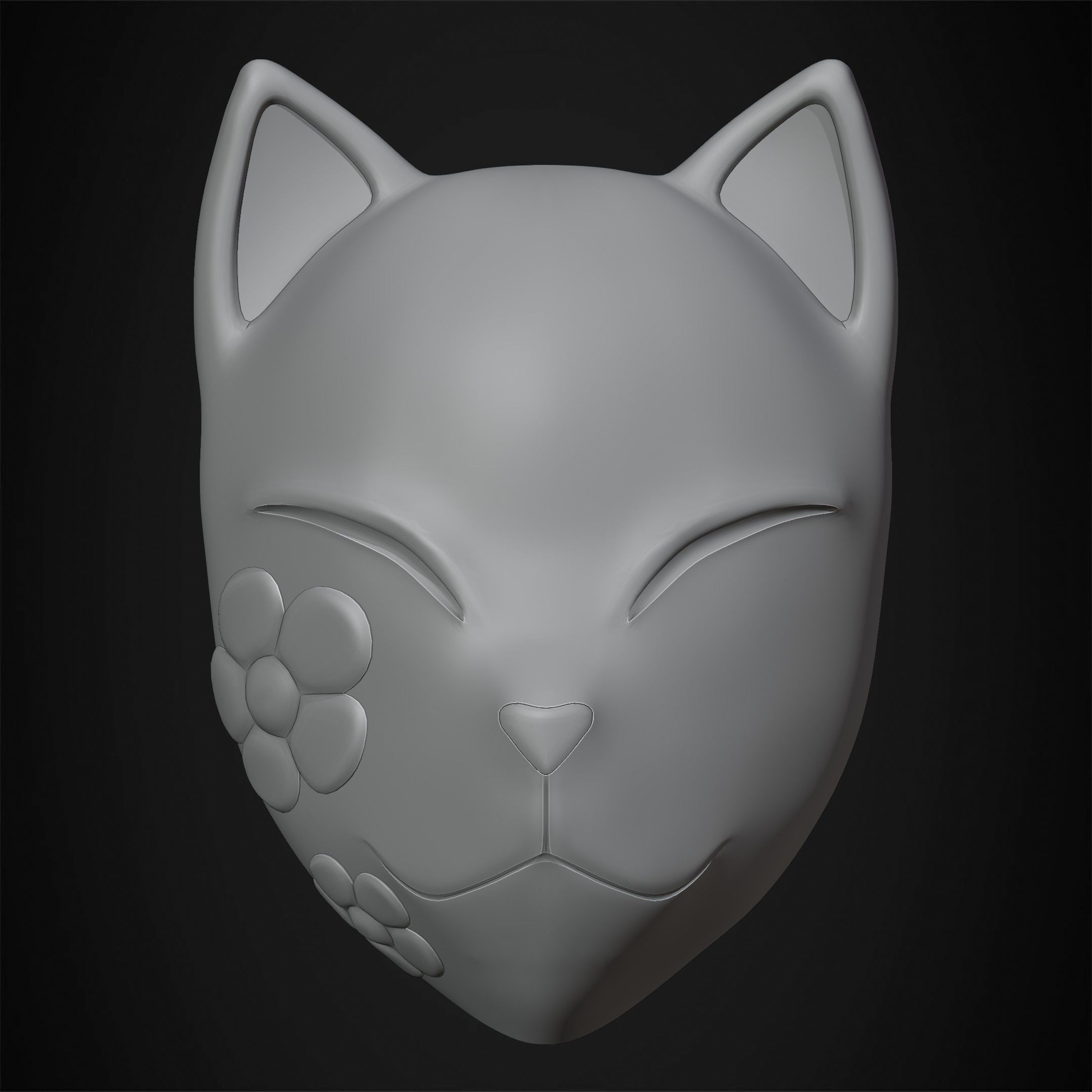 Demon Slayer Makomo White Warding Mask for Cosplay 3D print model_6