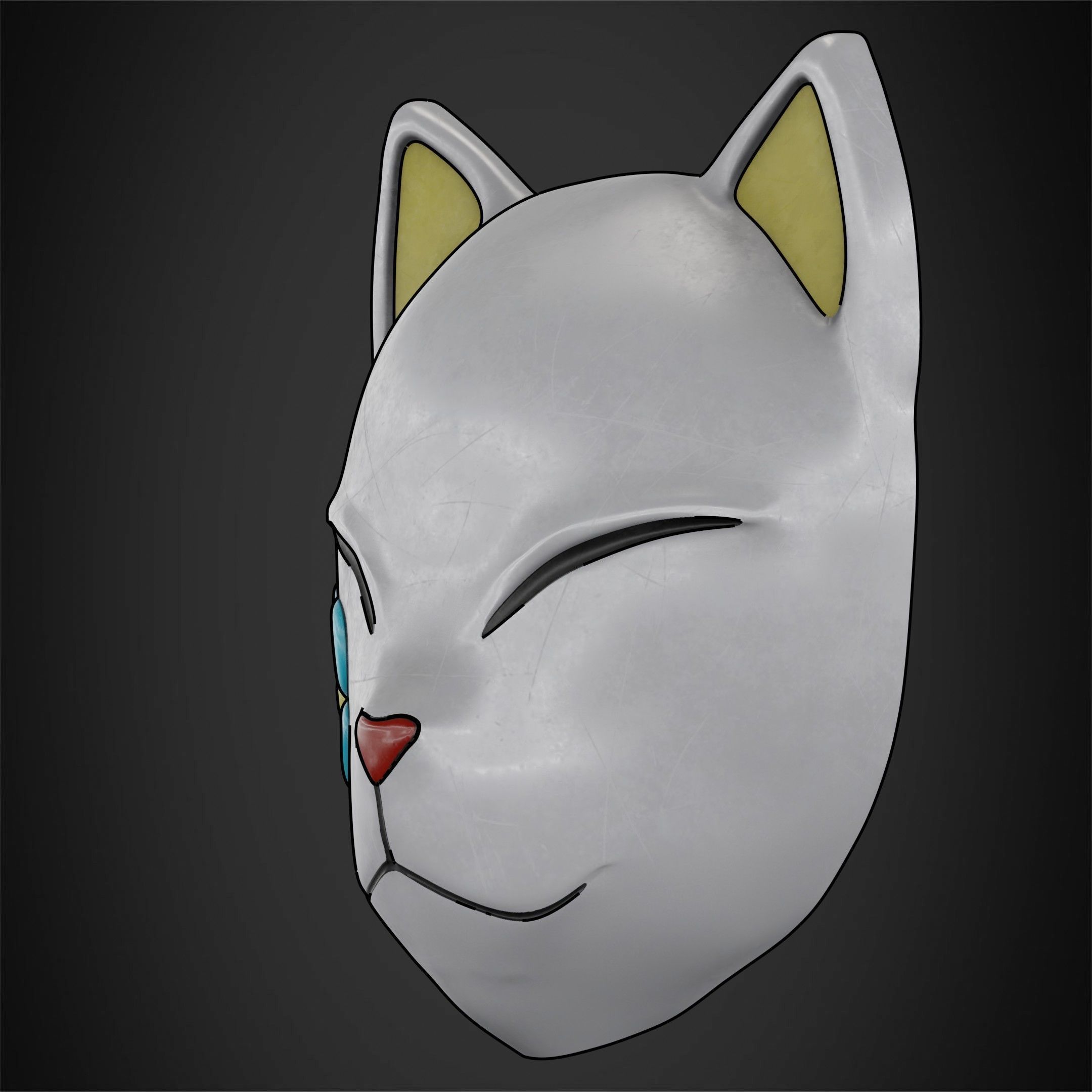 Demon Slayer Makomo White Warding Mask for Cosplay 3D print model_3