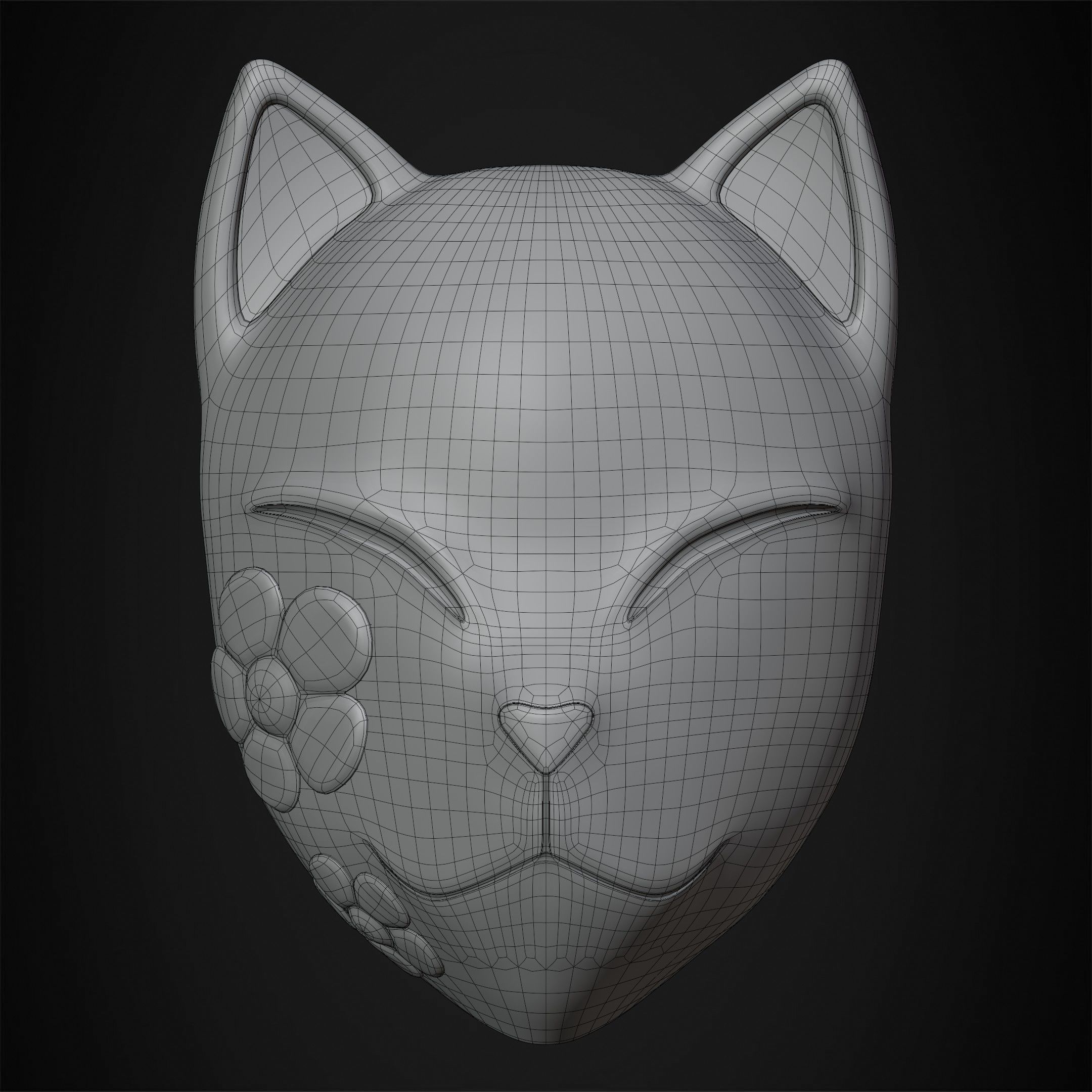 Demon Slayer Makomo White Warding Mask for Cosplay 3D print model_13