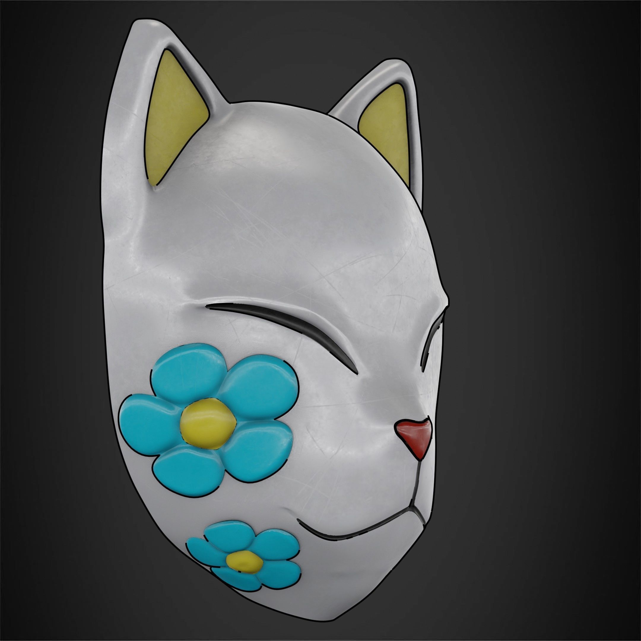 Demon Slayer Makomo White Warding Mask for Cosplay 3D print model_10