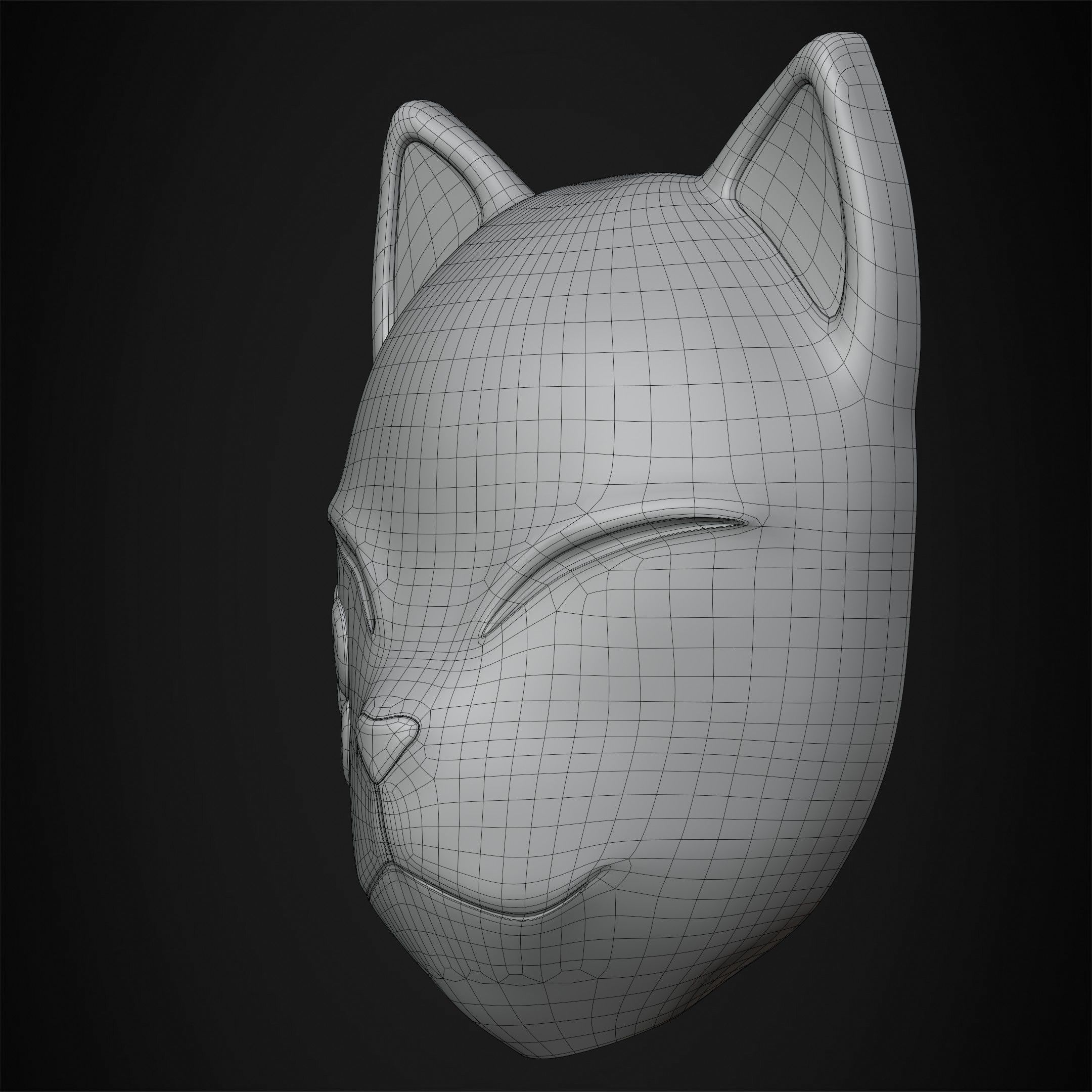 Demon Slayer Makomo White Warding Mask for Cosplay 3D print model_15