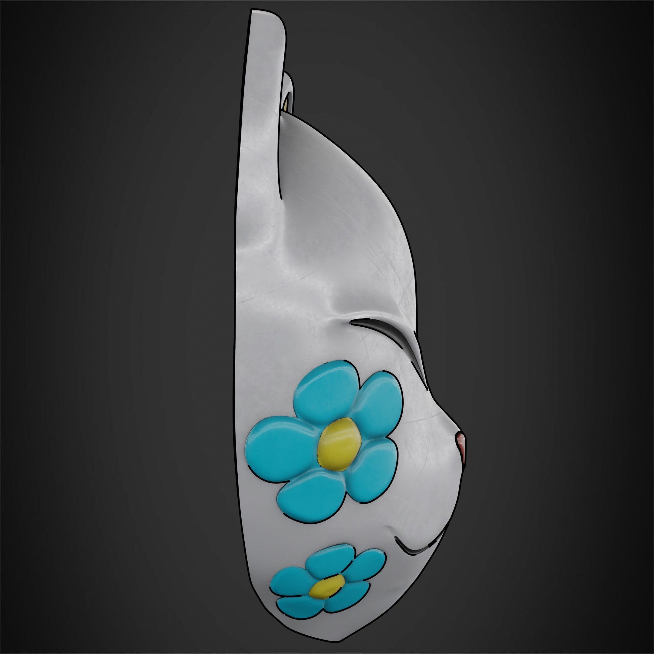 Demon Slayer Makomo White Warding Mask for Cosplay 3D print model_9