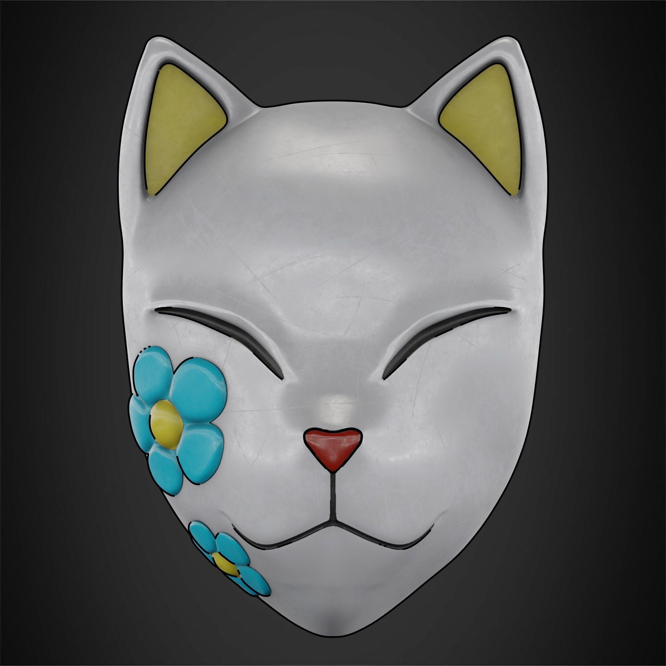 Demon Slayer Makomo White Warding Mask for Cosplay 3D print model_2