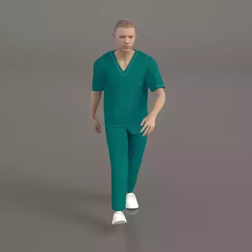 Caucasian Human Male Wearing Scrubs - 3D Model