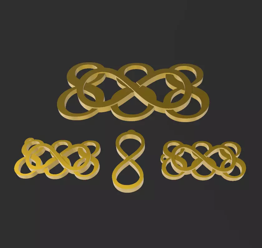 KIT INFINITE 888 ABUNDANCE KEYCHAINS NECKLACES WALLART 3D print model_0