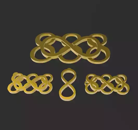 KIT INFINITE 888 ABUNDANCE KEYCHAINS NECKLACES WALLART 3D print model