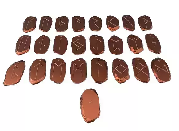 Pack of 24 Viking Runes with Odin 3D print model