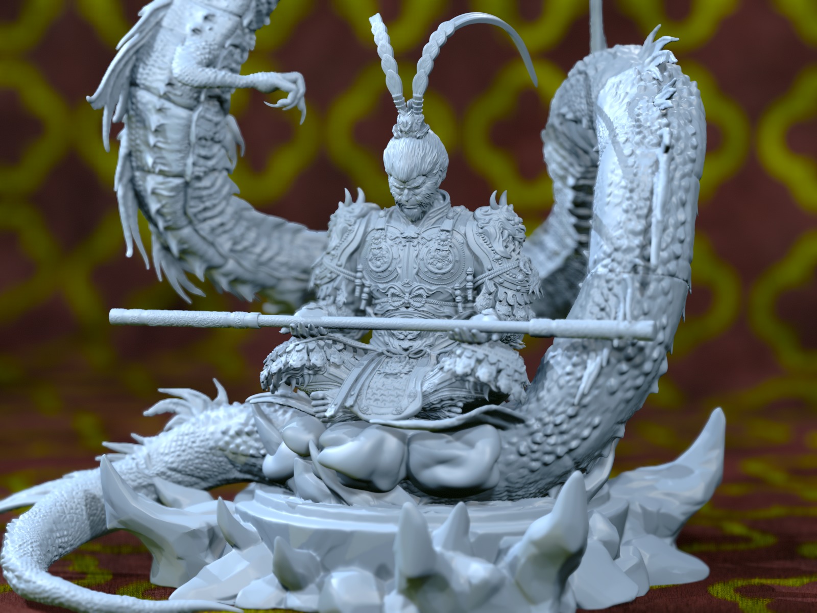 Black Myth Wukong Dragon fan art 3D print model_9