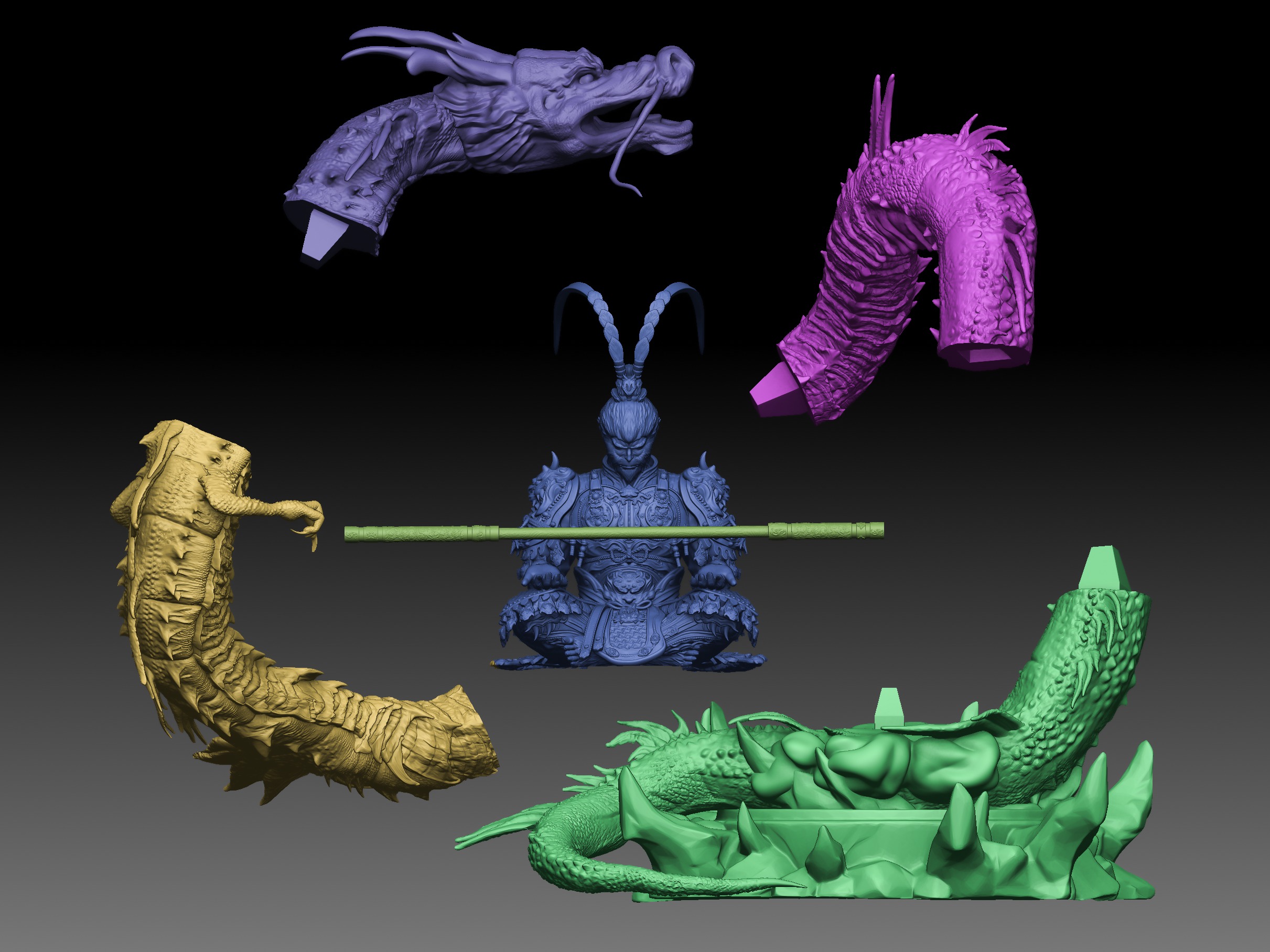 Black Myth Wukong Dragon fan art 3D print model_2