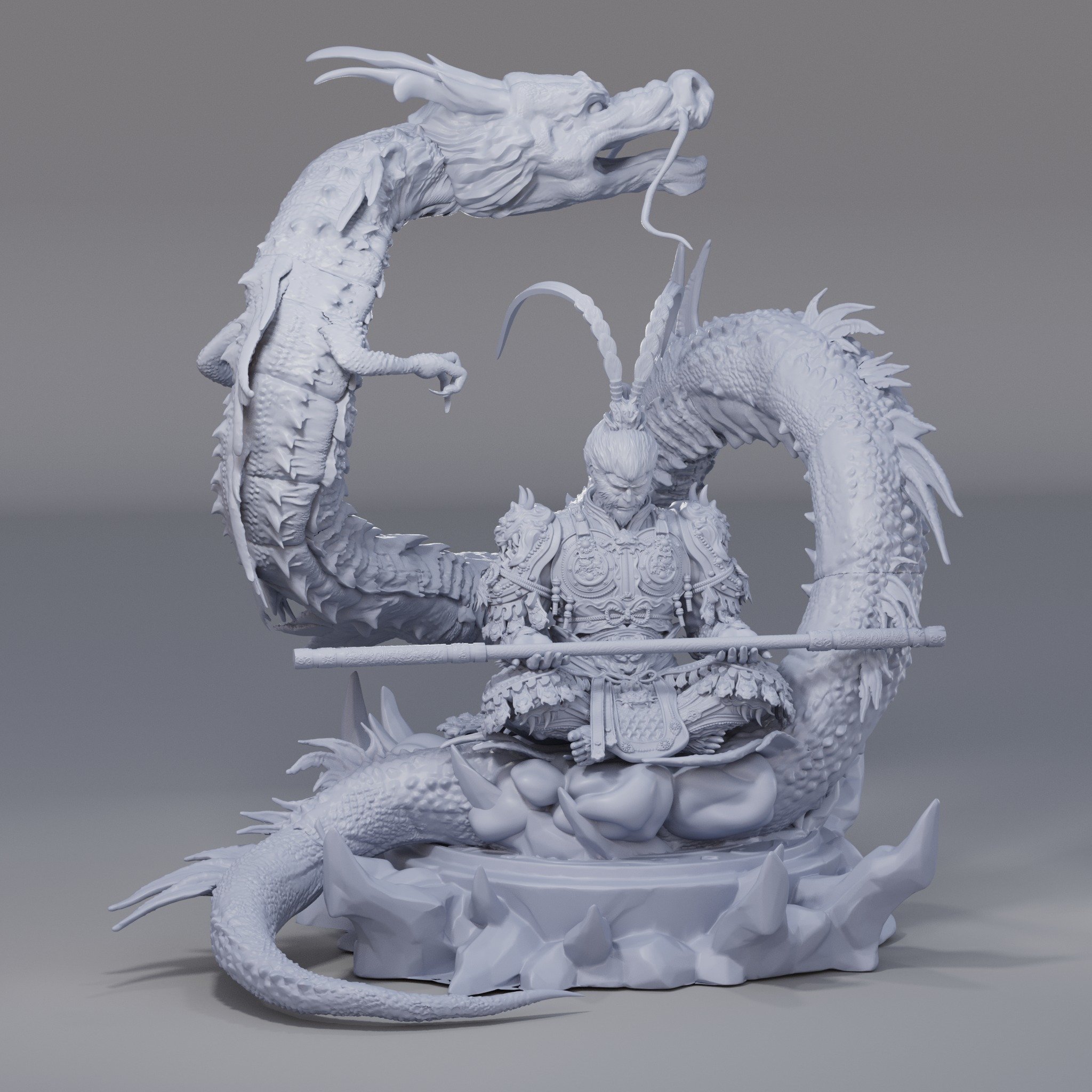 Black Myth Wukong Dragon fan art 3D print model_6