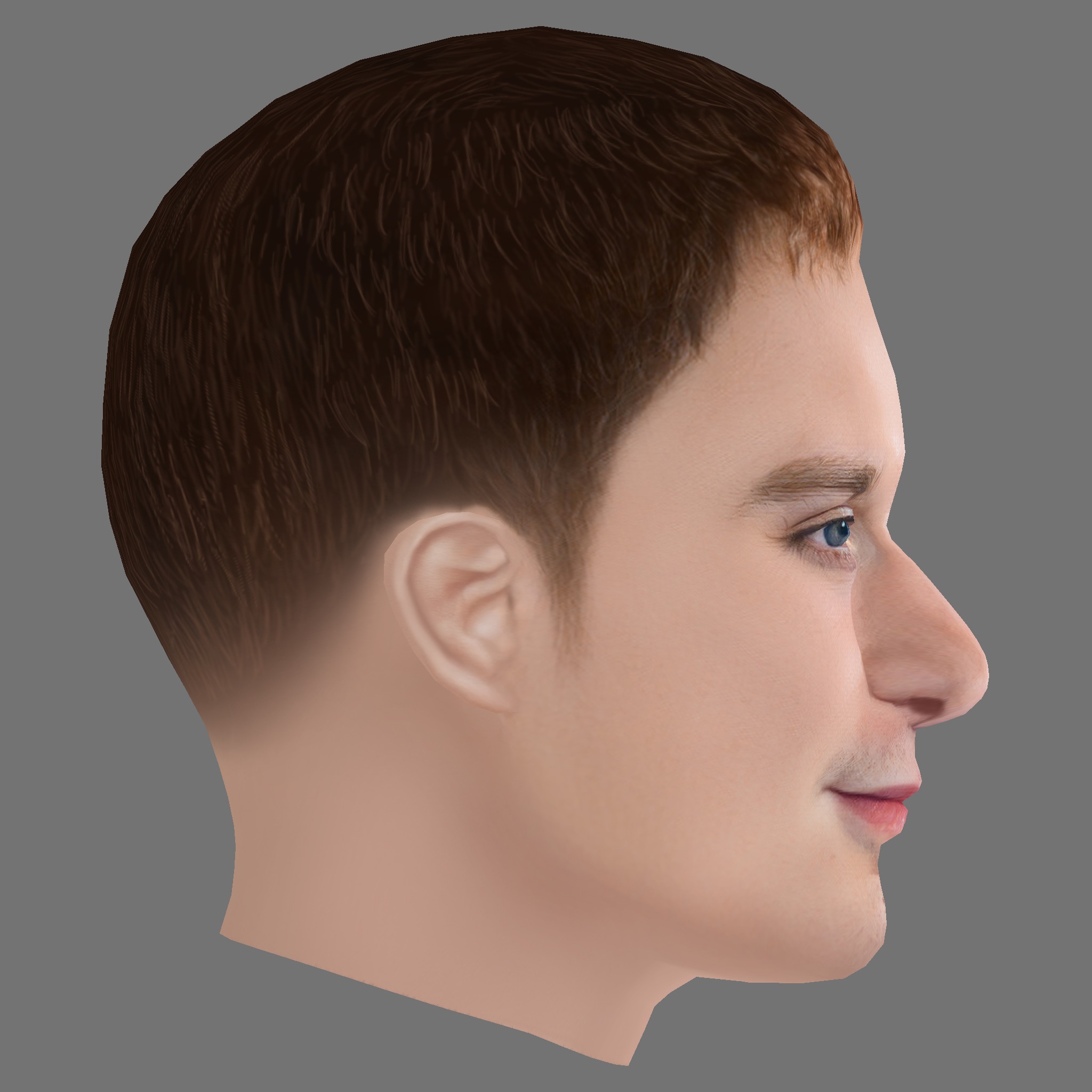 Fred Hechinger Head - Low poly head for game Low-poly 3D model_5