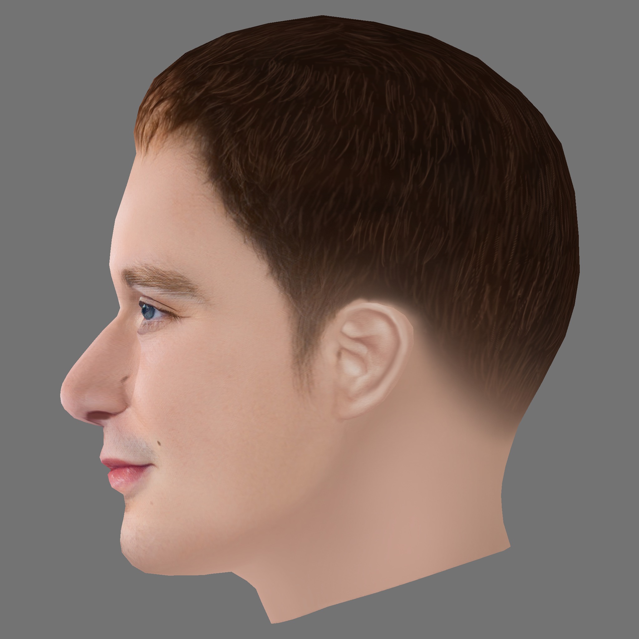 Fred Hechinger Head - Low poly head for game Low-poly 3D model_2