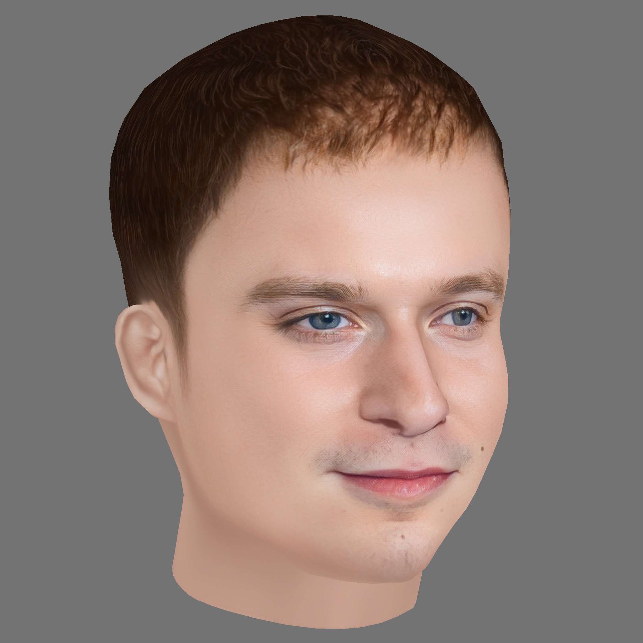 Fred Hechinger Head - Low poly head for game Low-poly 3D model_6