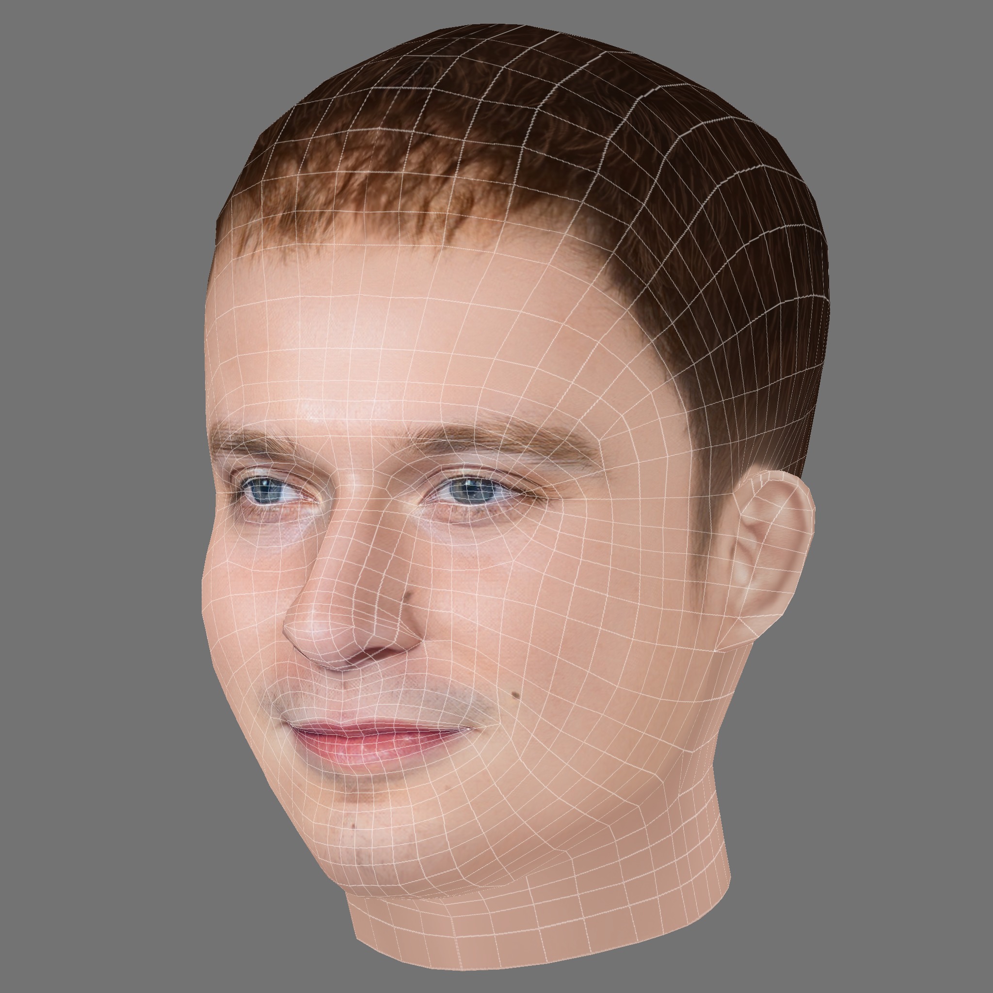Fred Hechinger Head - Low poly head for game Low-poly 3D model_7