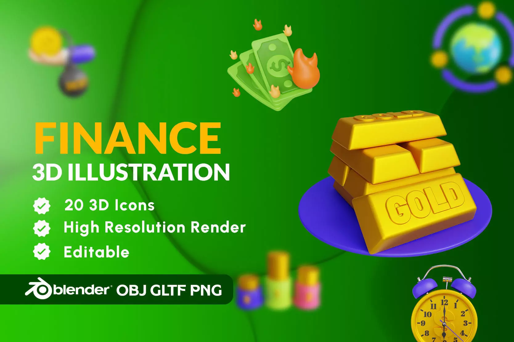 Finance 3D Icon Illustration 3D model_0