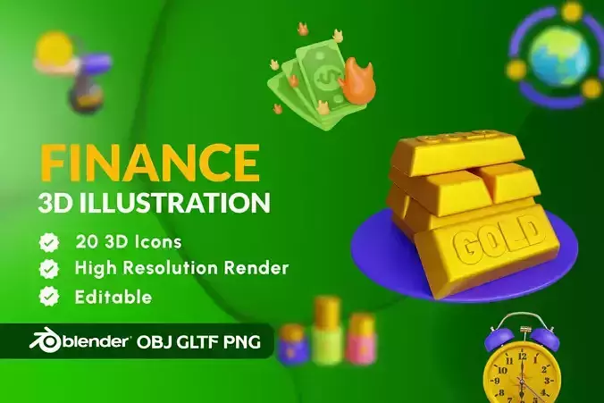 Finance 3D Icon Illustration