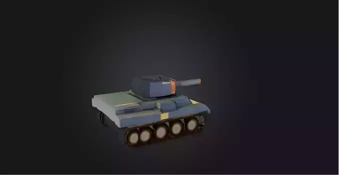 Blocky Tank   Low-poly 3D model