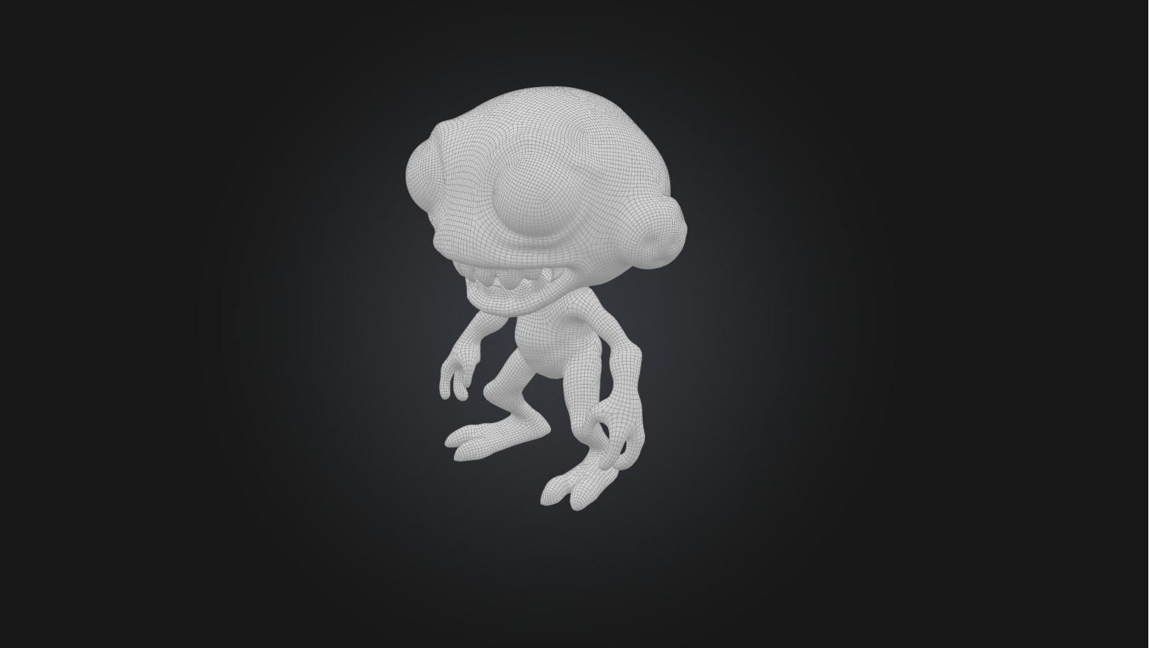 Pixel Art Alien   Low-poly 3D model_1