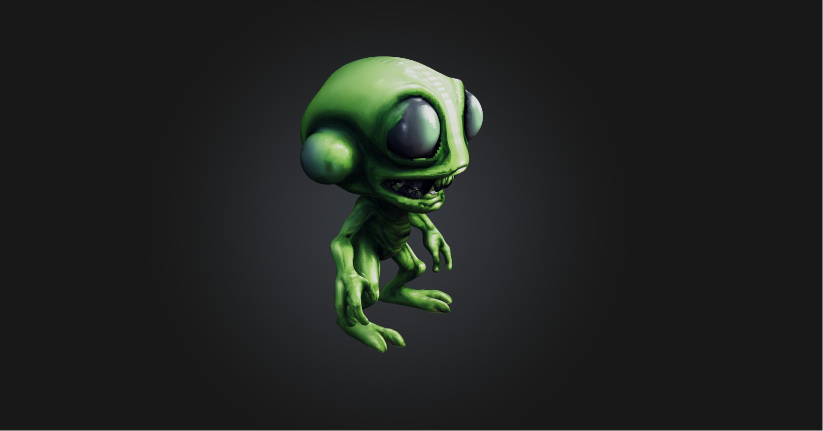 Pixel Art Alien   Low-poly 3D model_5