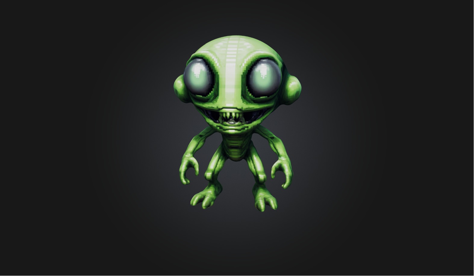 Pixel Art Alien   Low-poly 3D model_3