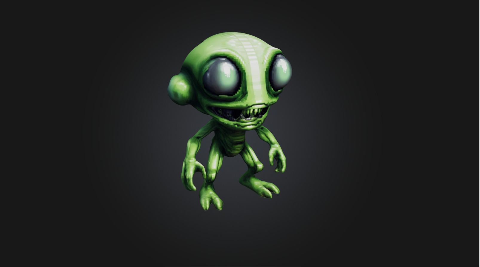 Pixel Art Alien   Low-poly 3D model_4