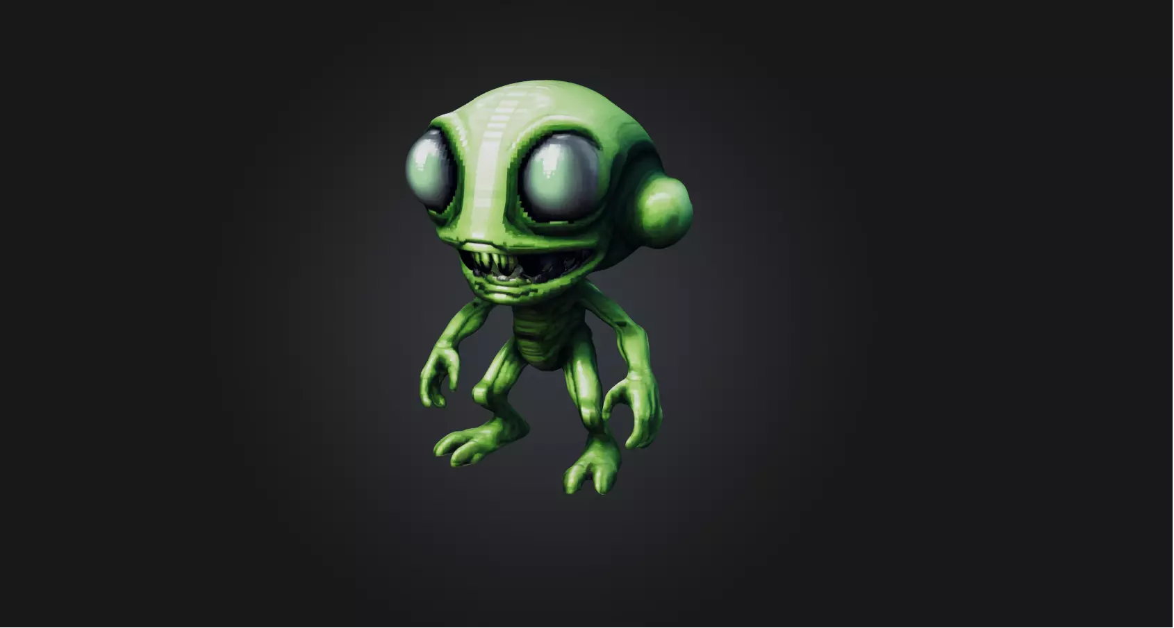 Pixel Art Alien   Low-poly 3D model_0