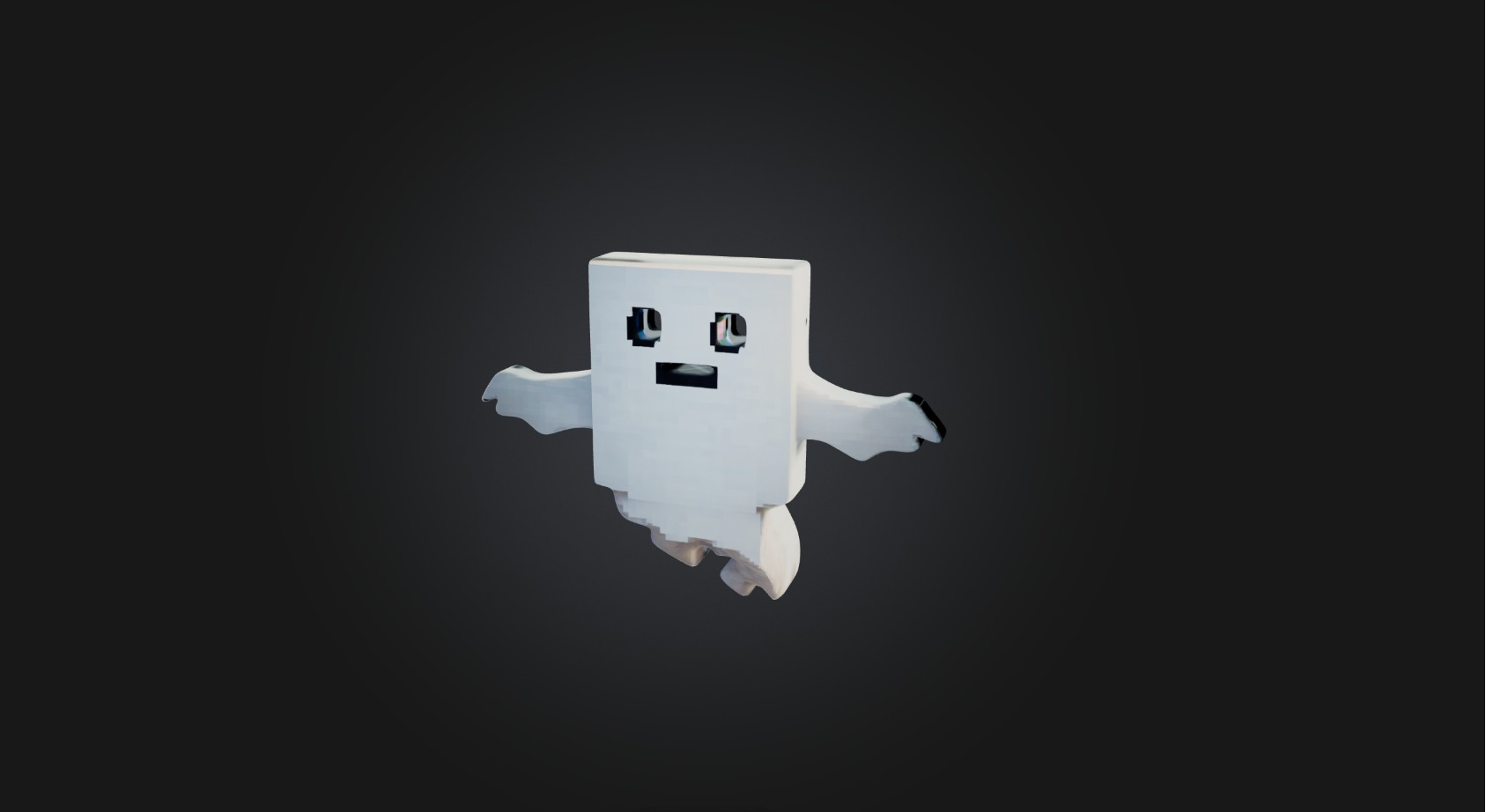 Pixelated Ghost   Low-poly 3D model_2