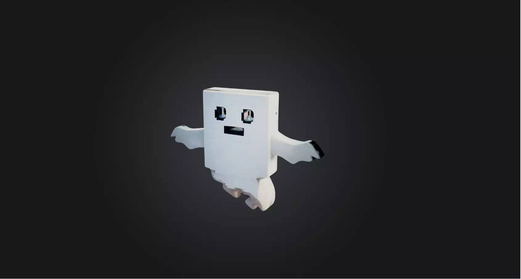 Pixelated Ghost   Low-poly 3D model_0