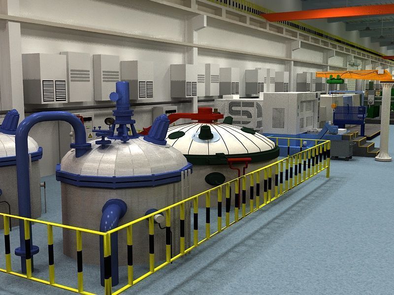Factory Interior Scene and Equipment 3D model_6