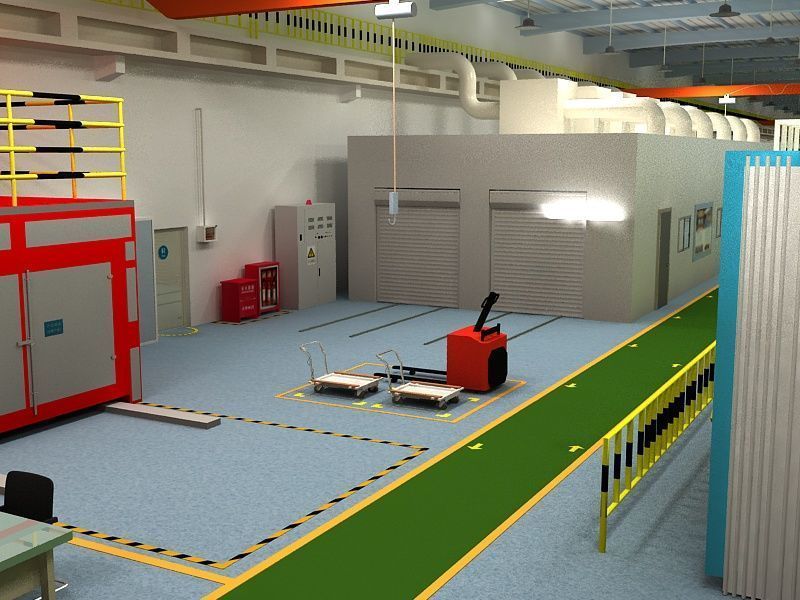 Factory Interior Scene and Equipment 3D model_11