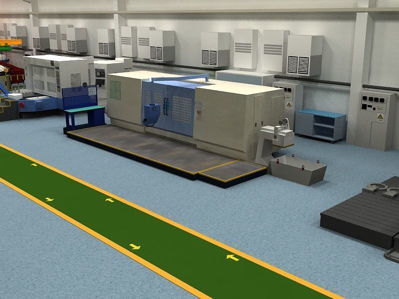 Factory Interior Scene and Equipment 3D model_16