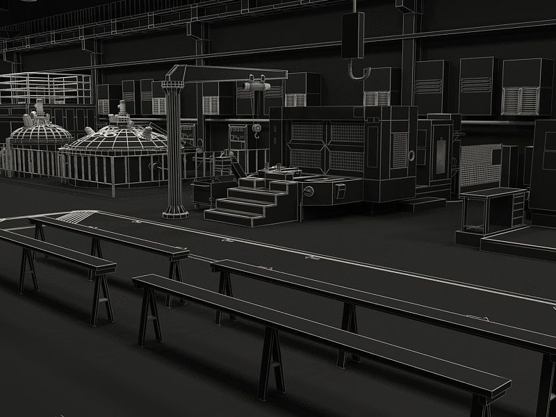 Factory Interior Scene and Equipment 3D model_20