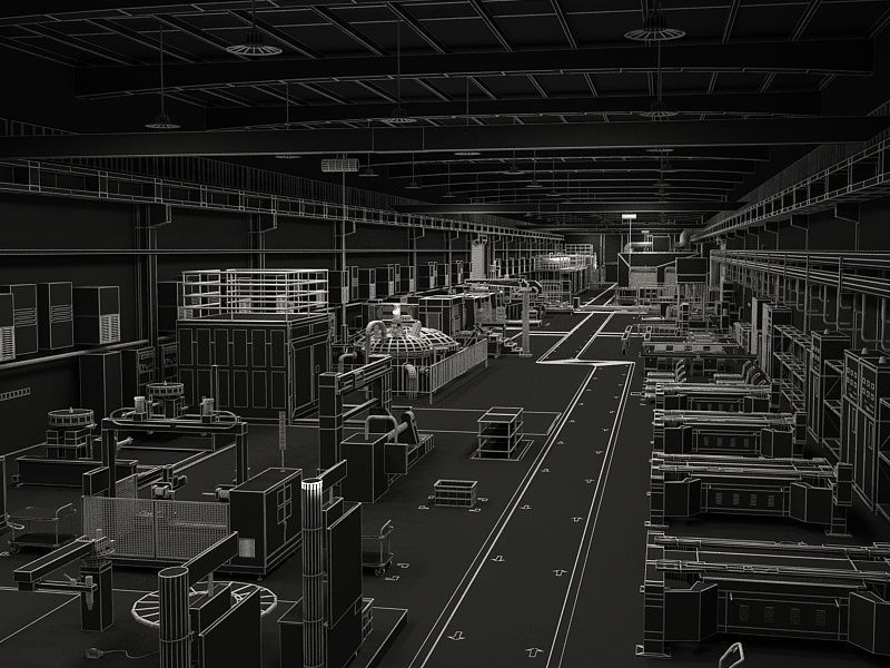 Factory Interior Scene and Equipment 3D model_17