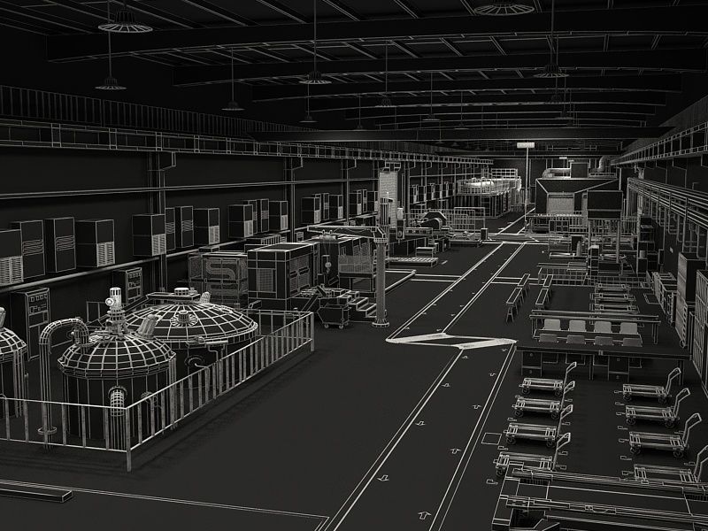 Factory Interior Scene and Equipment 3D model_18