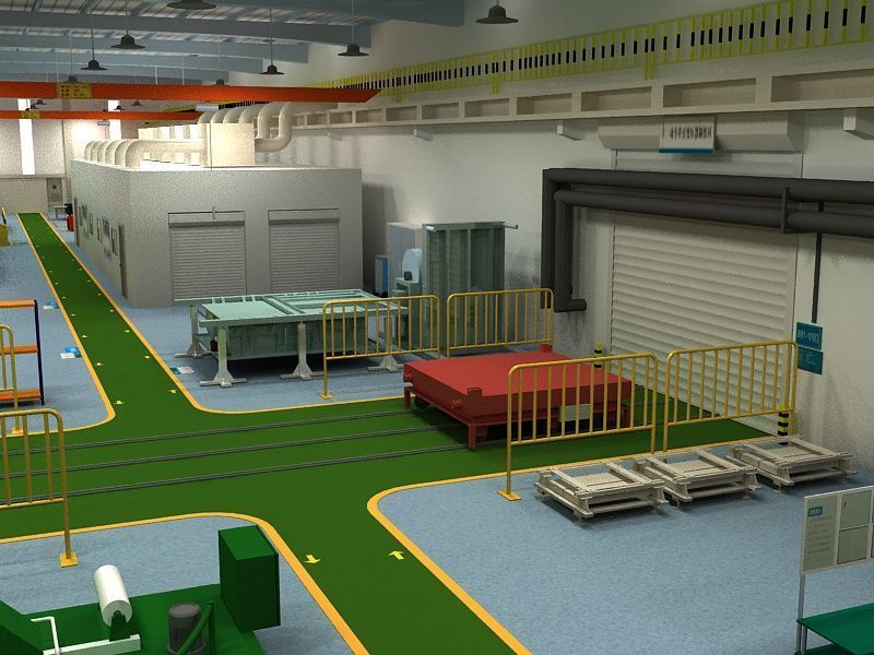 Factory Interior Scene and Equipment 3D model_15